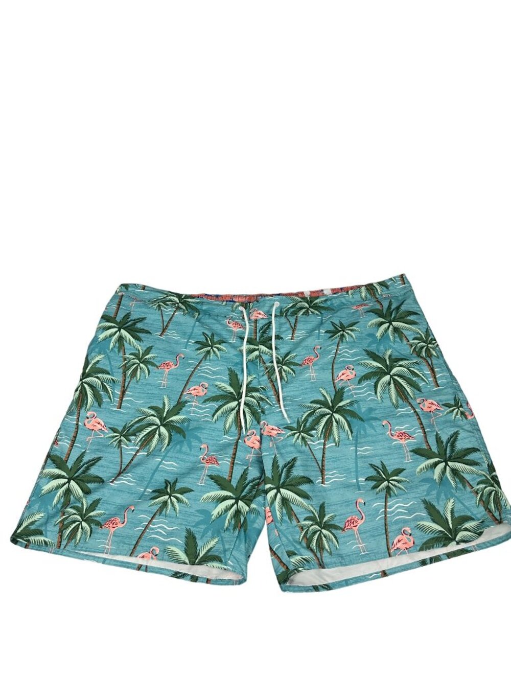 St Johns Bay Mens Flamingo & Palm Tree Swim Shorts 5XL 9" Inseam UPF 50+